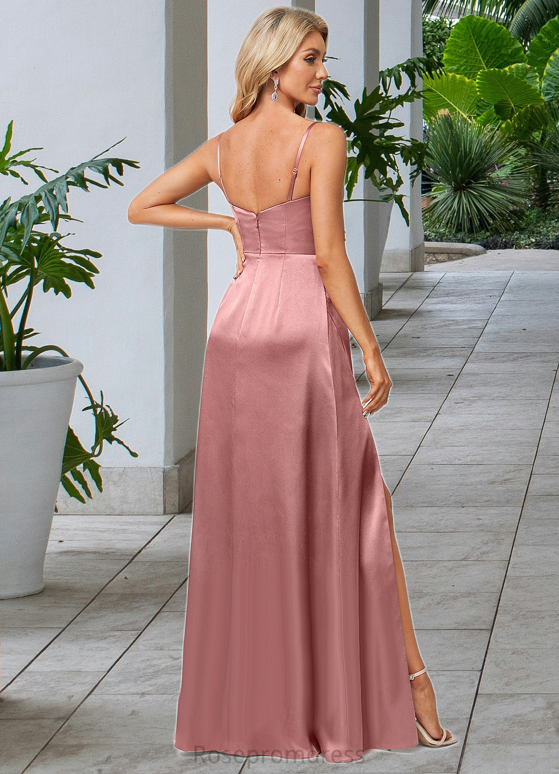 Yareli A-line Cowl Floor-Length Stretch Satin Bridesmaid Dress SRSP0022603