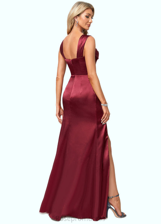 Tori A-line Square Floor-Length Stretch Satin Bridesmaid Dress SRSP0022607