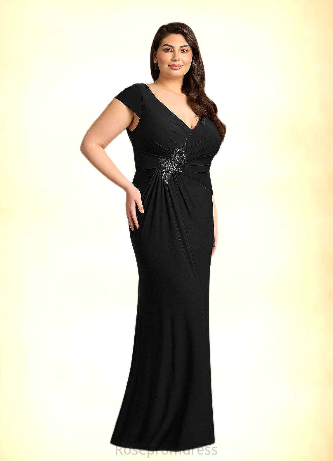Emilia Mermaid V-Neck Sequins Lace Floor-Length Dress SRSP0022653