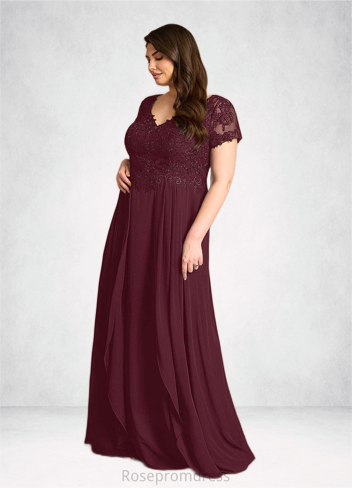 Natalia A-Line Lace Chiffon Floor-Length Dress SRSP0022662
