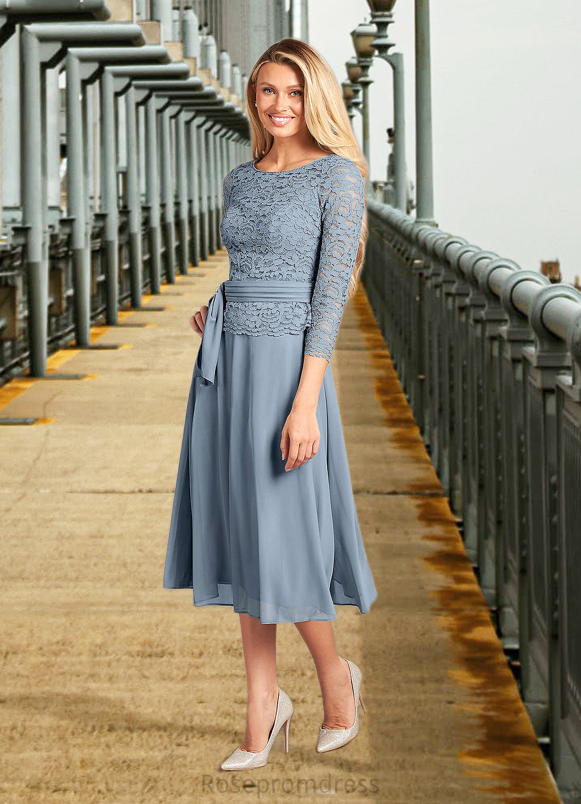 Ruth A-Line Lace Tea-Length Dress SRSP0022664