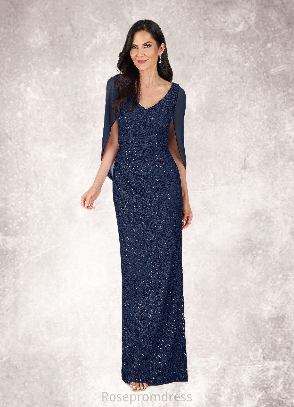 Hilary Mermaid V-Neck Sequins Chiffon Floor-Length Dress SRSP0022675