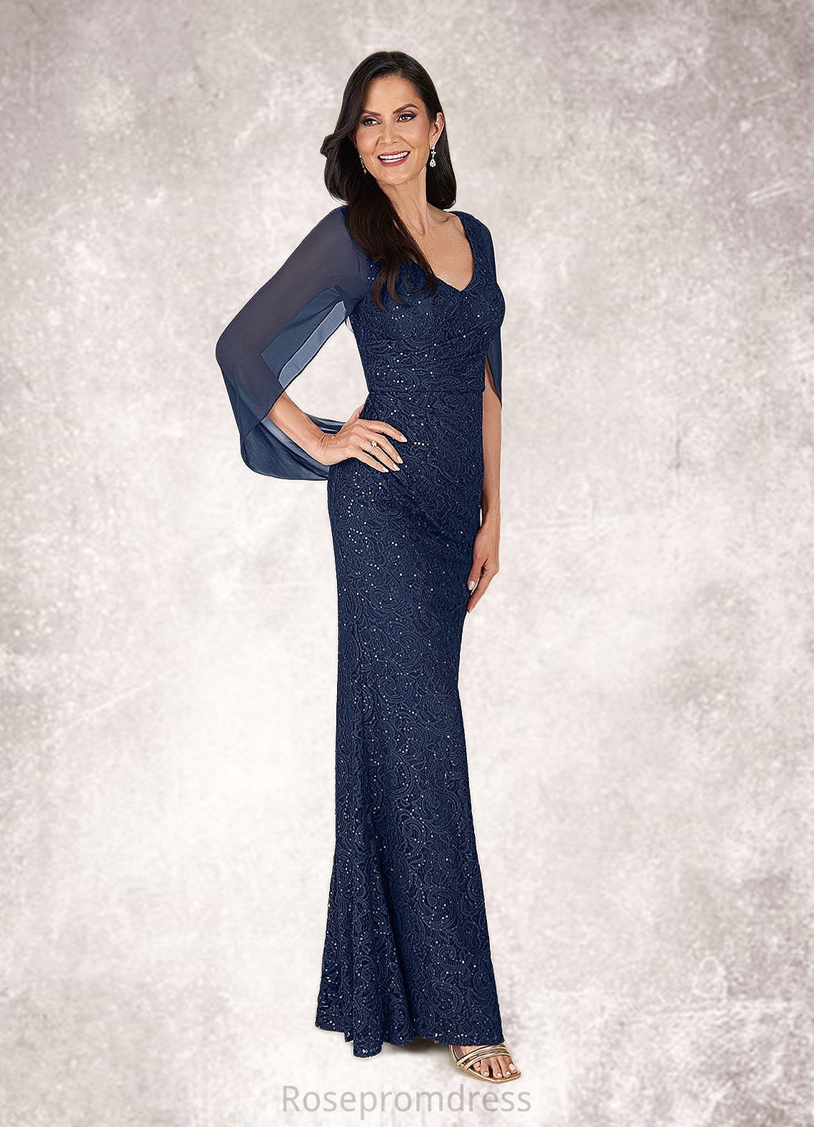Hilary Mermaid V-Neck Sequins Chiffon Floor-Length Dress SRSP0022675