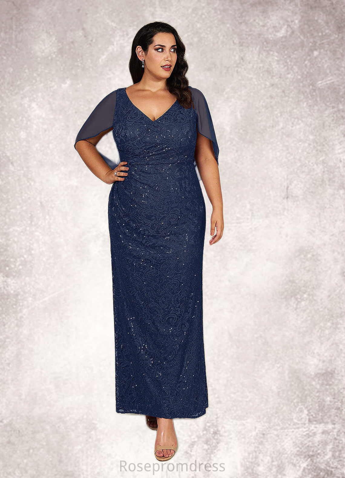 Hilary Mermaid V-Neck Sequins Chiffon Floor-Length Dress SRSP0022675