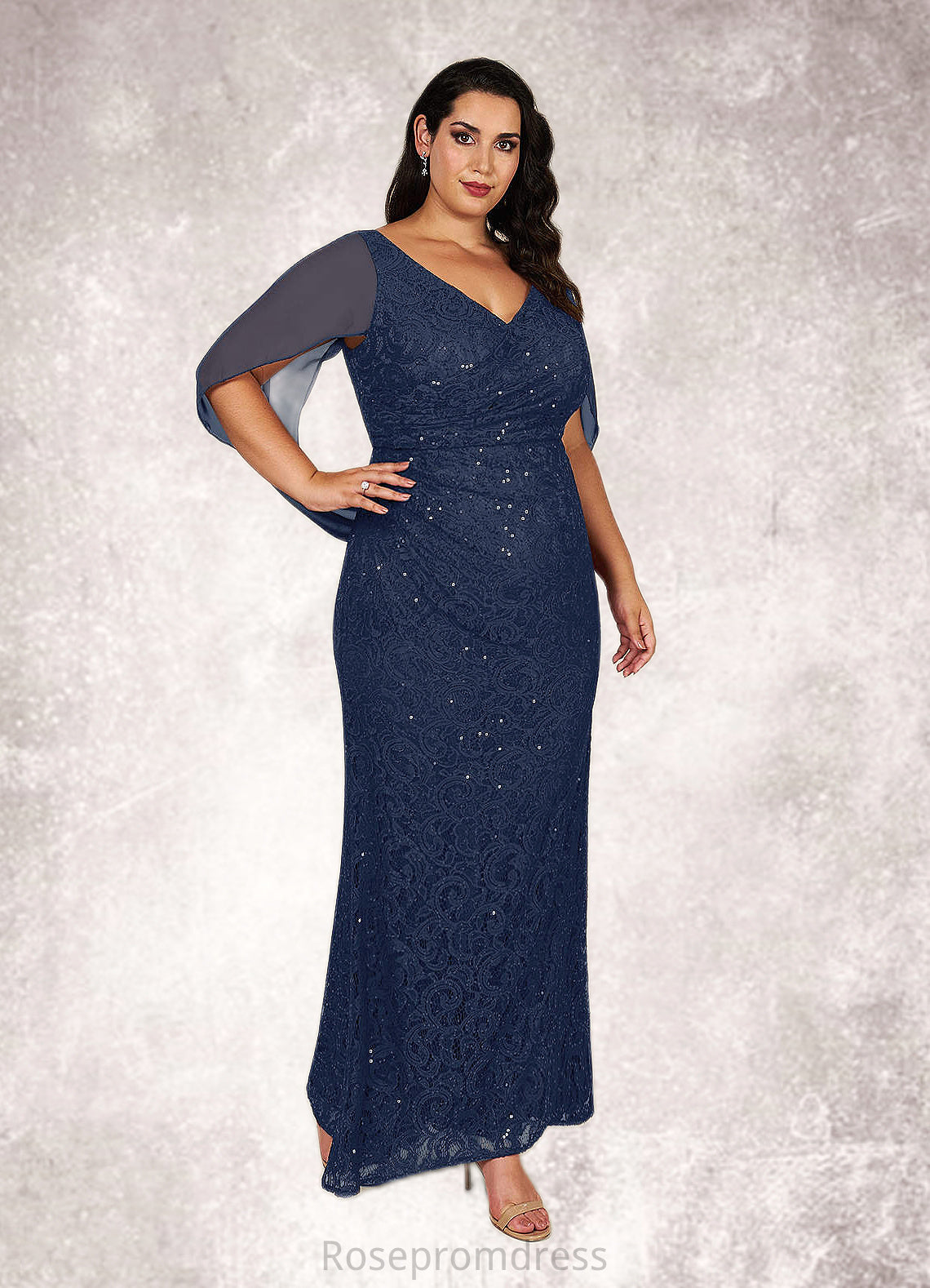 Hilary Mermaid V-Neck Sequins Chiffon Floor-Length Dress SRSP0022675