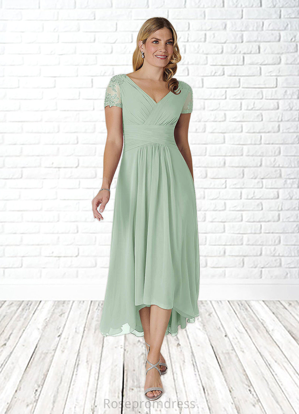 Mikayla A-Line Lace Chiffon Asymmetrical Dress SRSP0022678