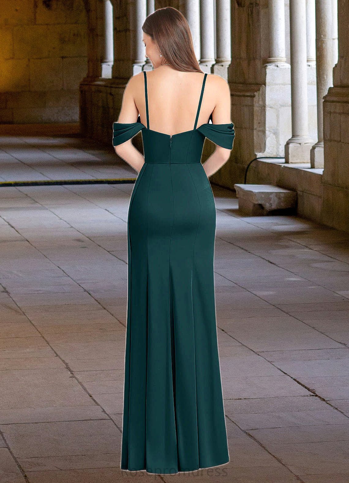 Savanna Sheath Convertible Stretch Satin Floor-Length Dress Pine SRSP0022710