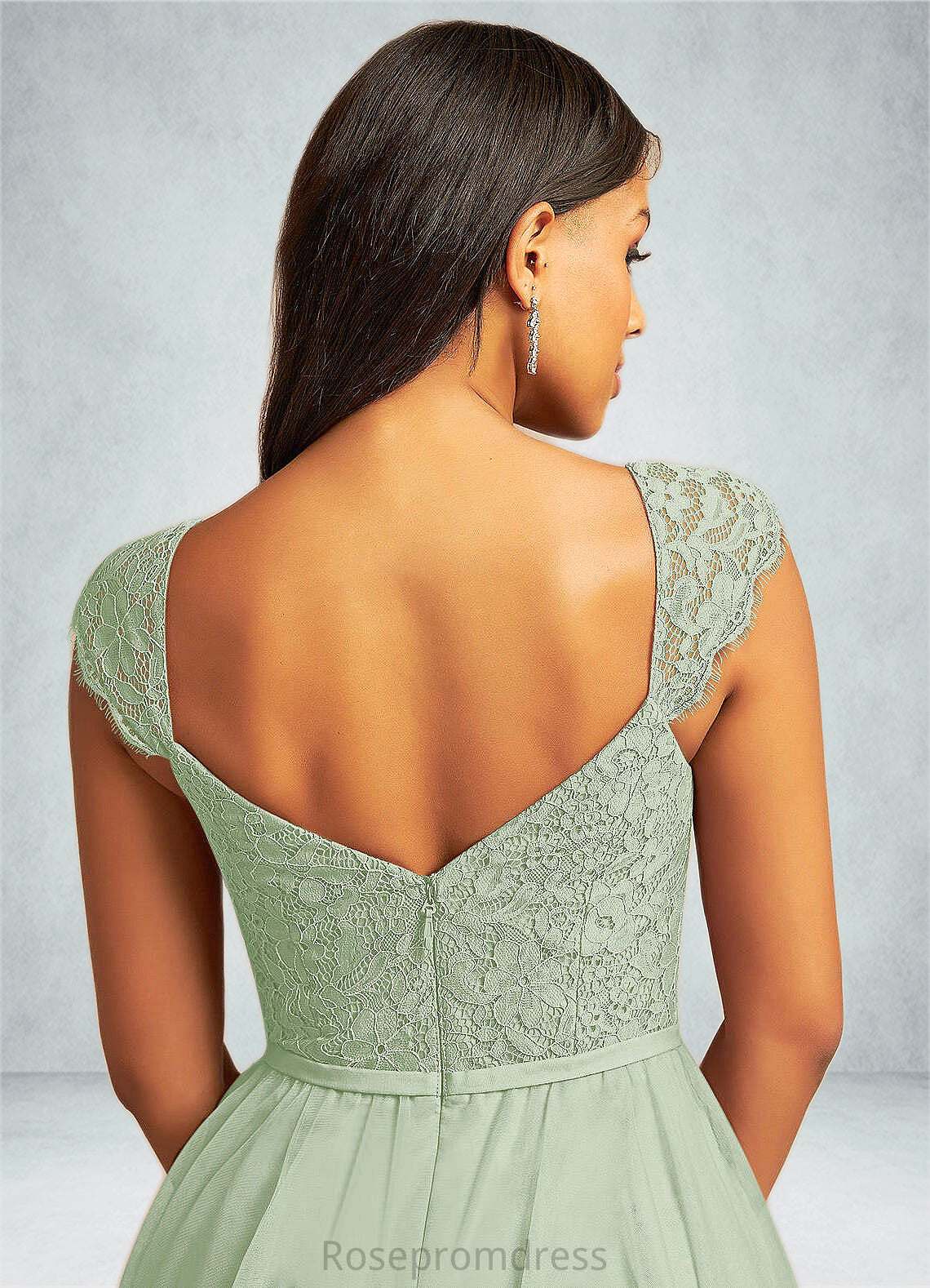 Julianna A-Line Pleated Tulle Floor-Length Dress Dusty Sage SRSP0022722