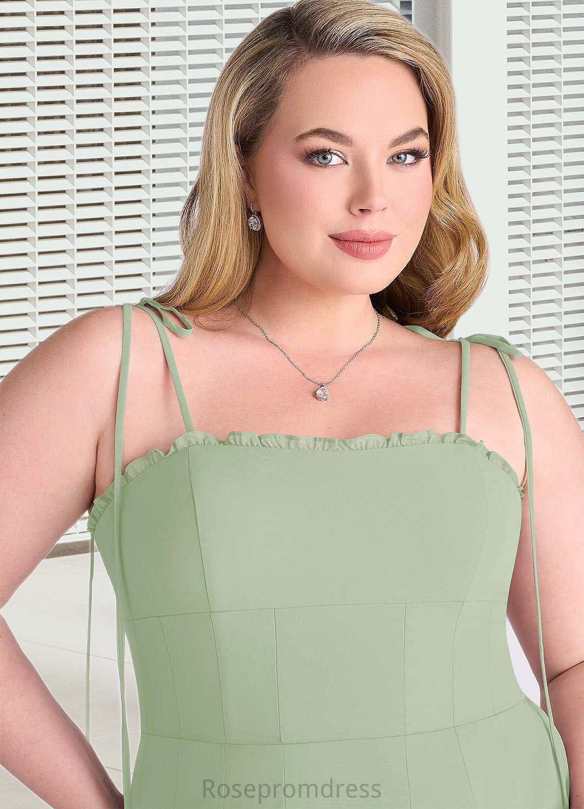 Maliyah Box Pleated Chiffon A-Line Dress Dusty Sage SRSP0022723