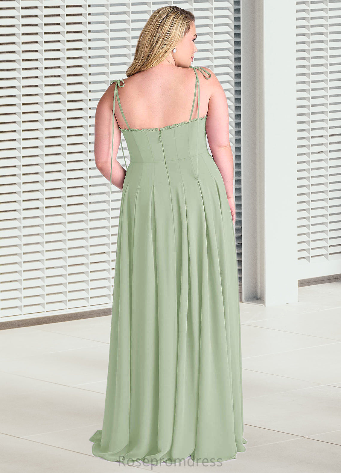 Maliyah Box Pleated Chiffon A-Line Dress Dusty Sage SRSP0022723