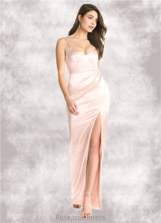 Savanna Sheath Corset Metallic Satin Floor-Length Dress Rose Gold SRSP0022746