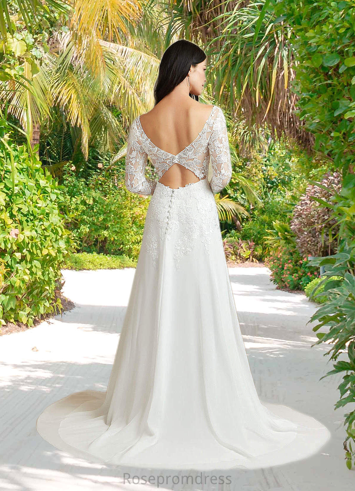 Jaylene A-Line Sequins Chiffon Sweep Train Dress Diamond White SRSP0022774