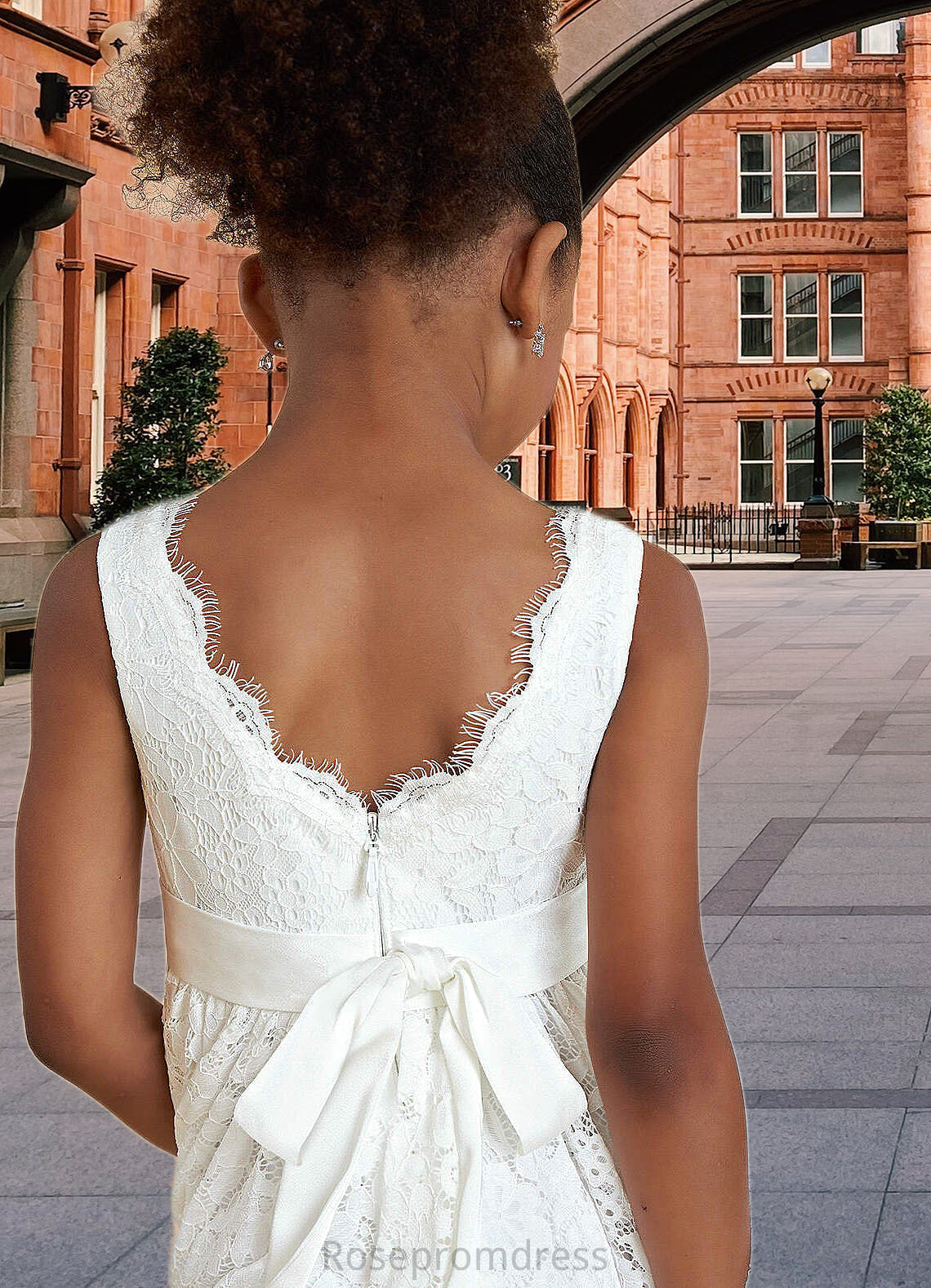 Tamia A-Line Lace Ankle-Length Dress Diamond White SRSP0022815