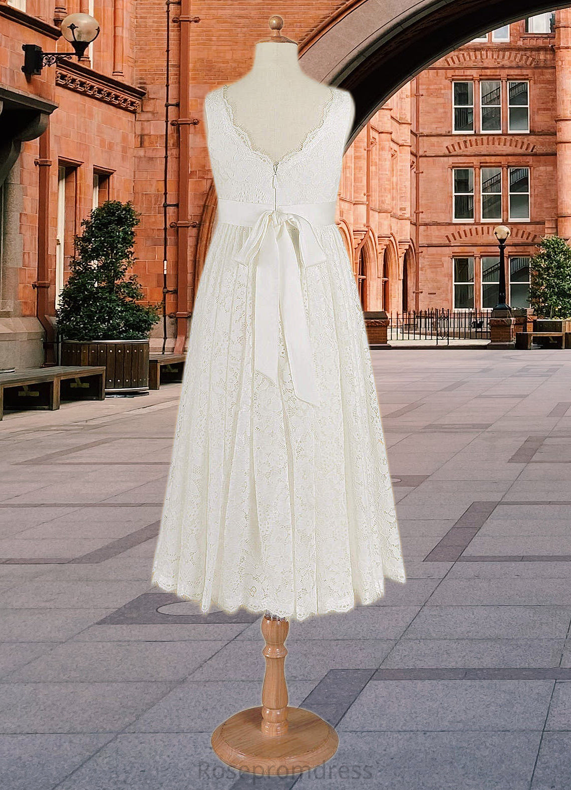 Tamia A-Line Lace Ankle-Length Dress Diamond White SRSP0022815