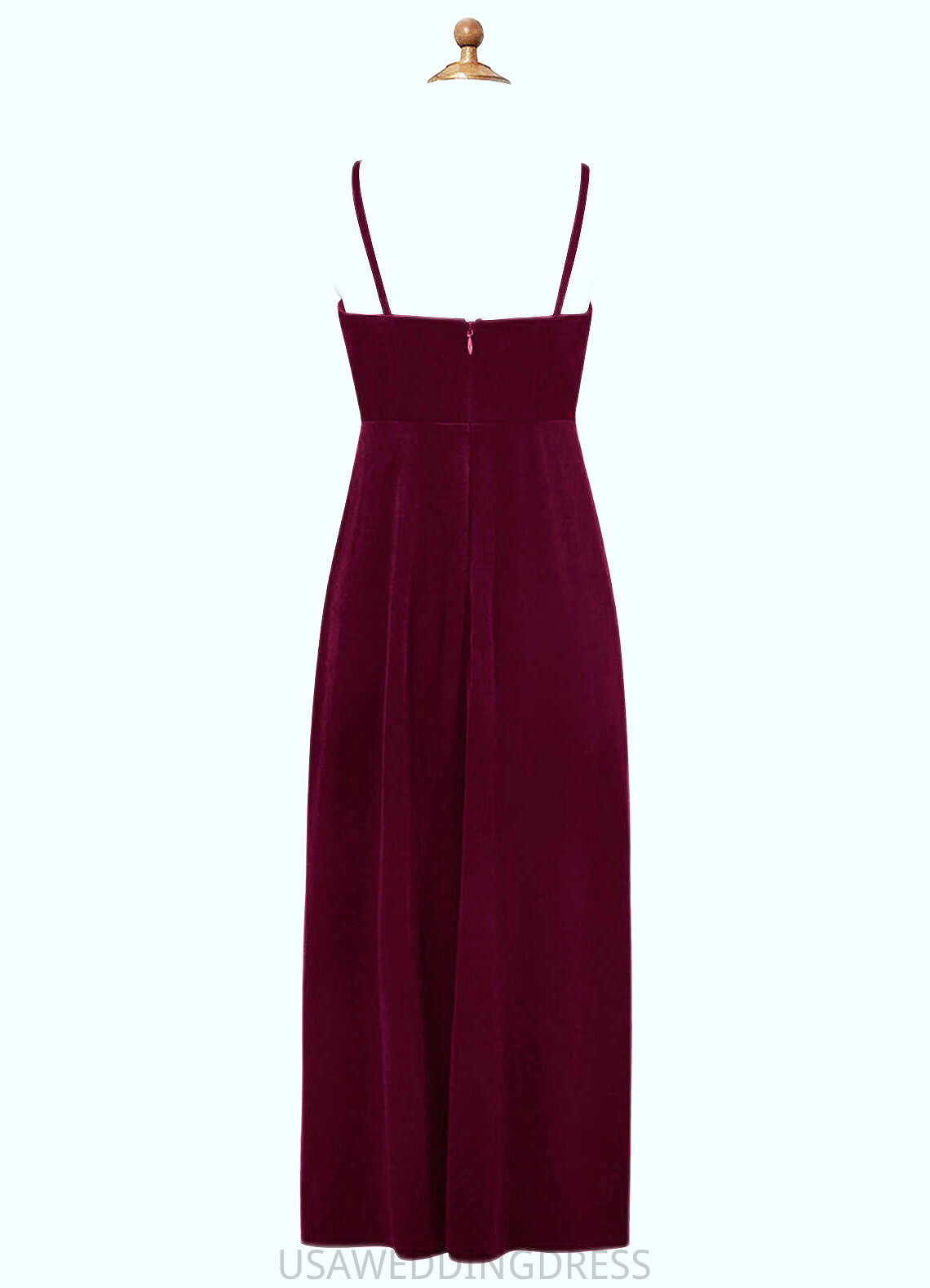 Rhianna A-Line Velvet Floor-Length Junior Bridesmaid Dress Cabernet DSP0022870