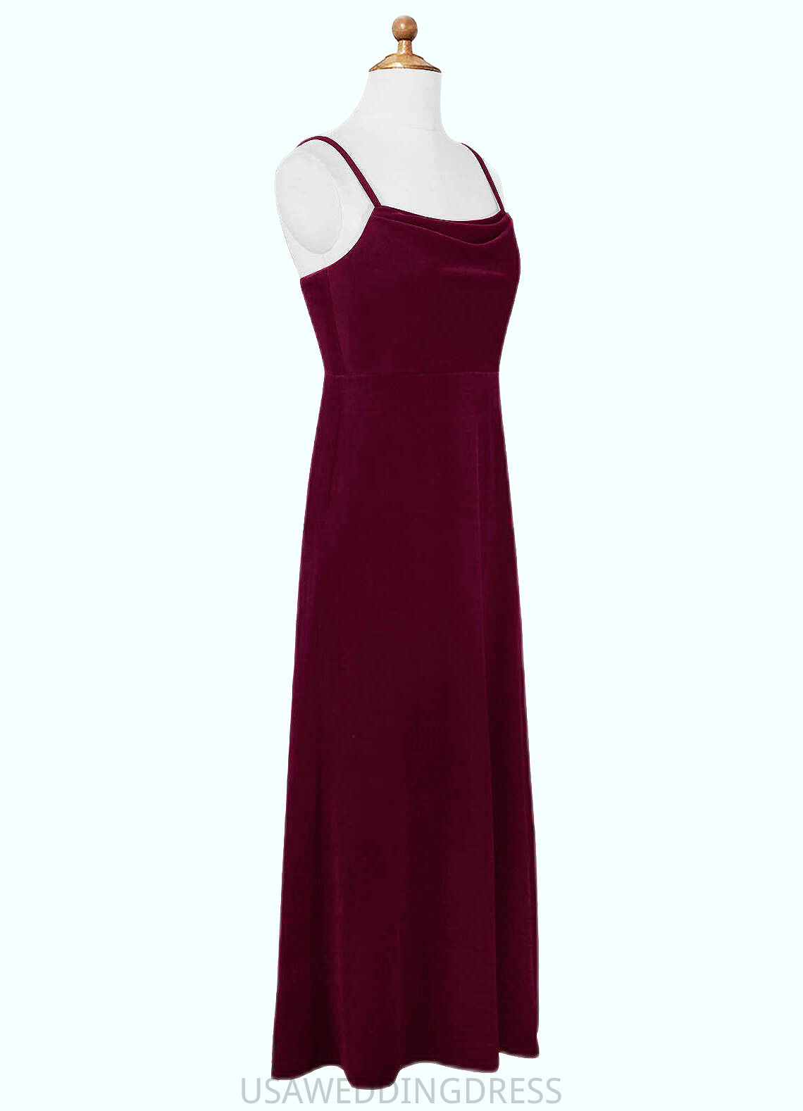 Rhianna A-Line Velvet Floor-Length Junior Bridesmaid Dress Cabernet DSP0022870