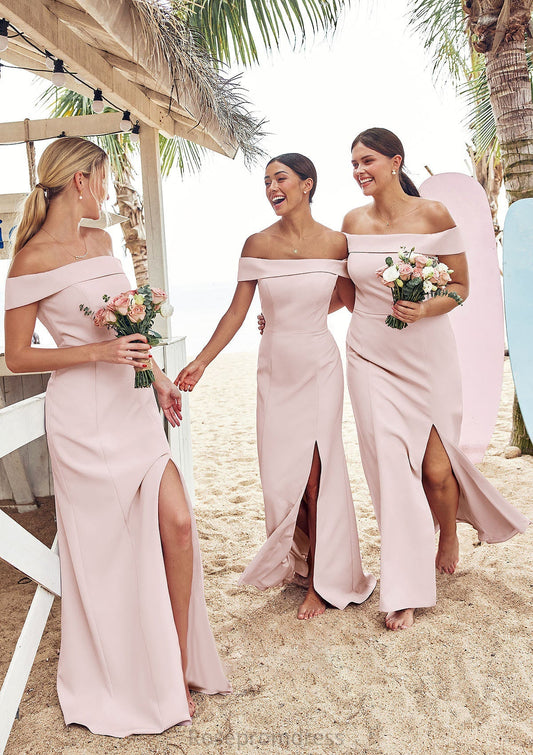 Trumpet/Mermaid Off-the-Shoulder Sleeveless Floor-Length Stretch Crepe Bridesmaid Dress with Split S7491B Abigayle SRSP0025217
