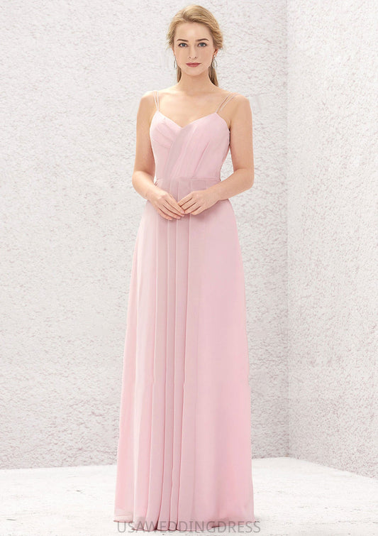 A-line Sweetheart Sleeveless Long/Floor-Length Chiffon Bridesmaid Dresses With Pleated Denise DSP0025335