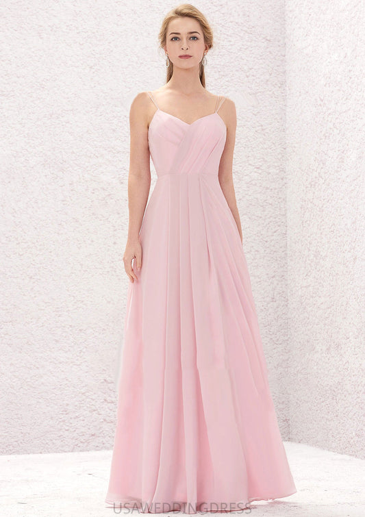 A-line Sweetheart Sleeveless Long/Floor-Length Chiffon Bridesmaid Dresses With Pleated Denise DSP0025335