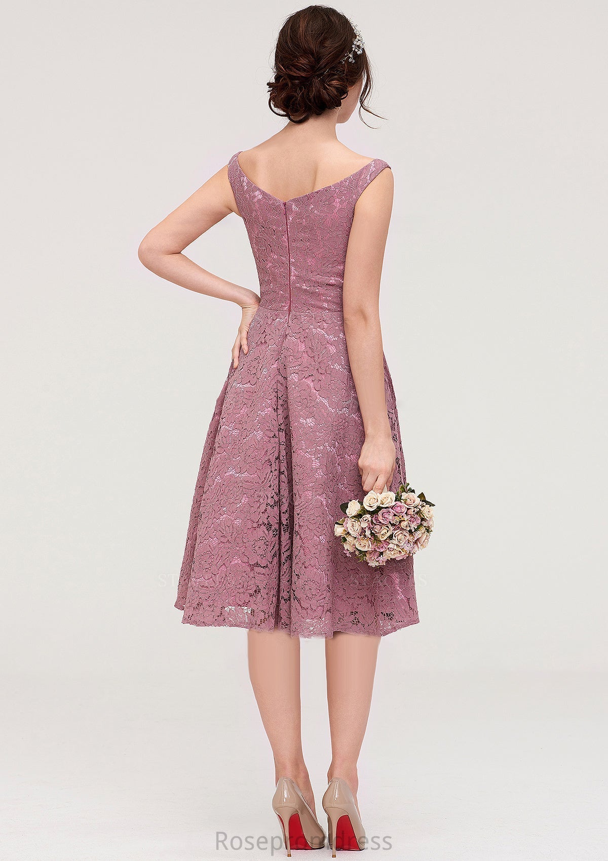 Sweetheart Sleeveless A-line/Princess Lace Knee-Length Bridesmaid Dresses Makenzie SRSP0025421