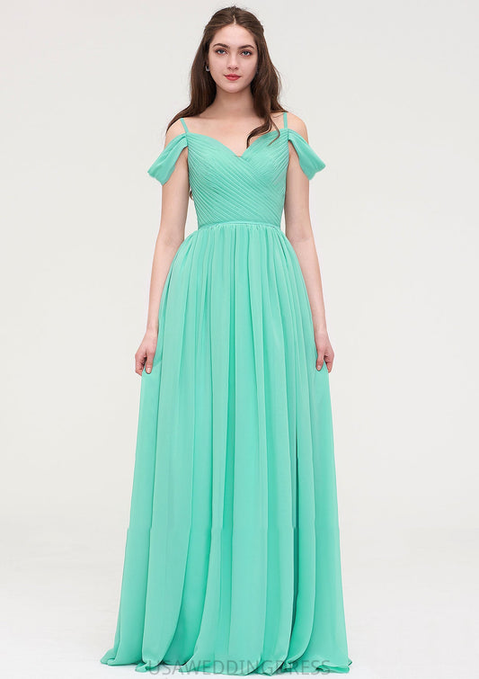 Sweetheart Sleeveless Long/Floor-Length Chiffon A-line/Princess Bridesmaid Dresses With Pleated Rowan DSP0025422