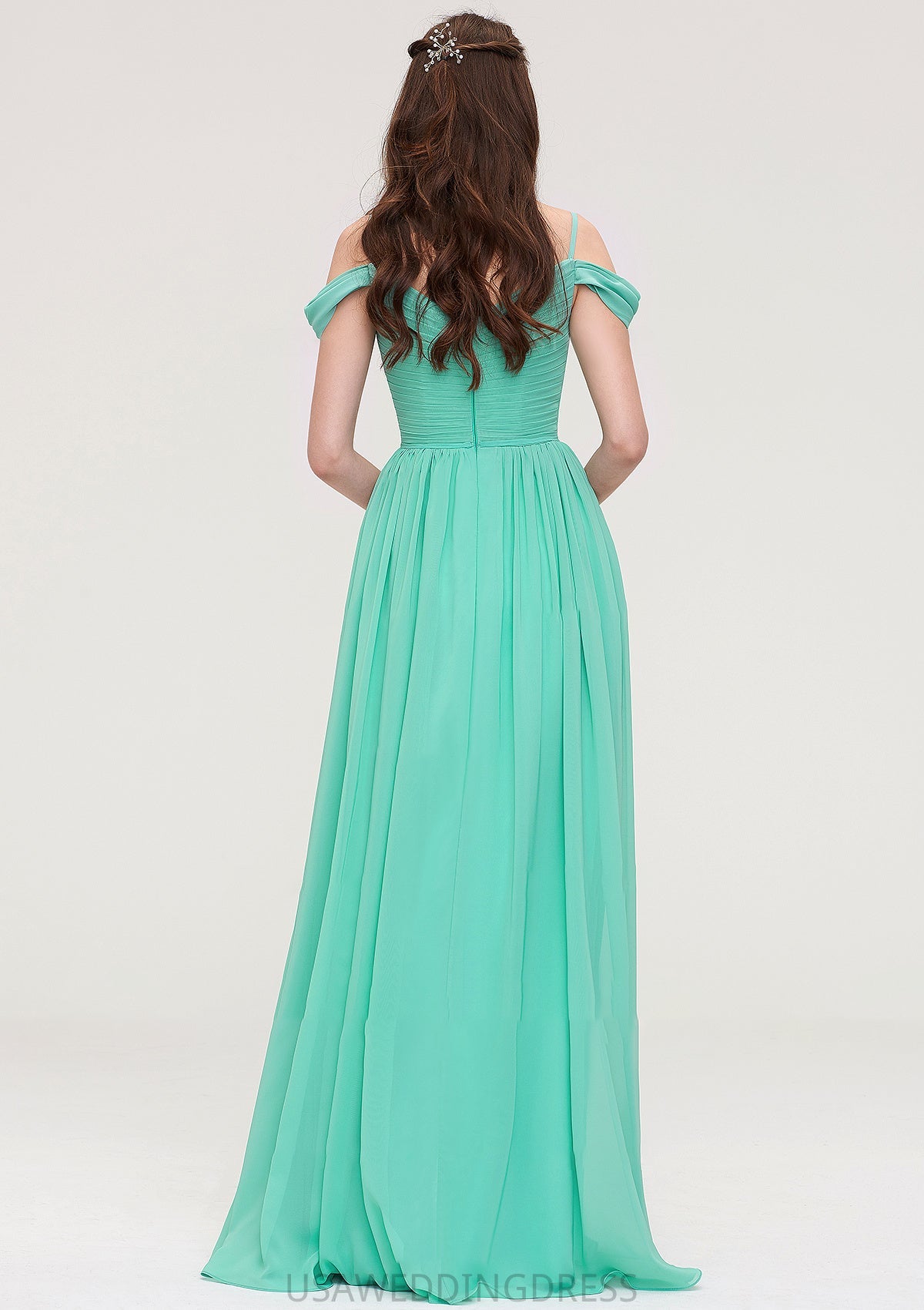 Sweetheart Sleeveless Long/Floor-Length Chiffon A-line/Princess Bridesmaid Dresses With Pleated Rowan DSP0025422