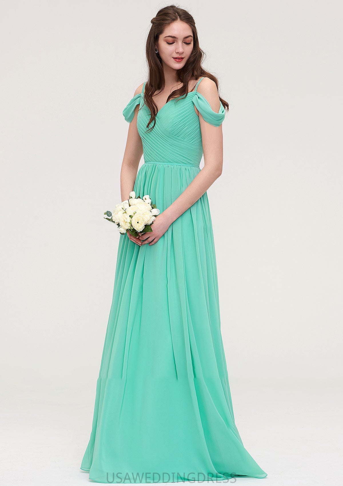 Sweetheart Sleeveless Long/Floor-Length Chiffon A-line/Princess Bridesmaid Dresses With Pleated Rowan DSP0025422