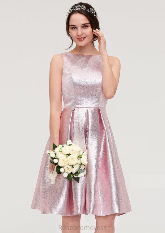 Bateau Sleeveless Taffeta Knee-Length A-line/Princess Bridesmaid Dresses With Ruffles  -   Carla SRSP0025444