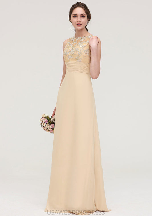 Sleeveless Halter Open Back Long/Floor-Length Sheath/Column Chiffon Bridesmaid Dresses With Pleated Lace Karissa DSP0025451