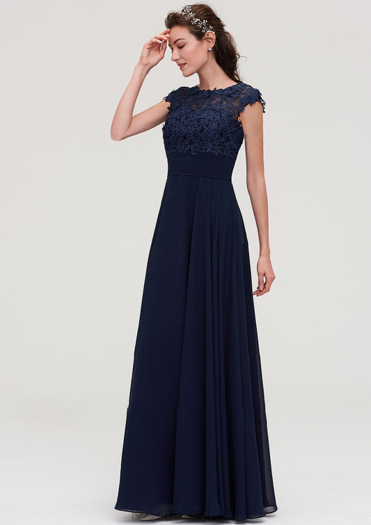 Sleeveless Chiffon A-line/Princess Long/Floor-Length Bridesmaid Dresseses With Appliqued Fatima SRSP0025455