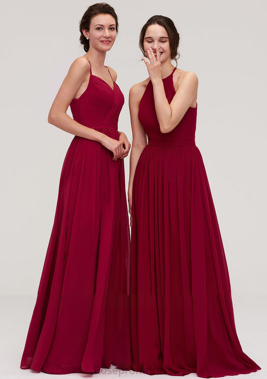 Sleeveless Sweetheart Long/Floor-Length Chiffon A-line/Princess Bridesmaid Dresseses With Split Pleated Ariella SRSP0025477