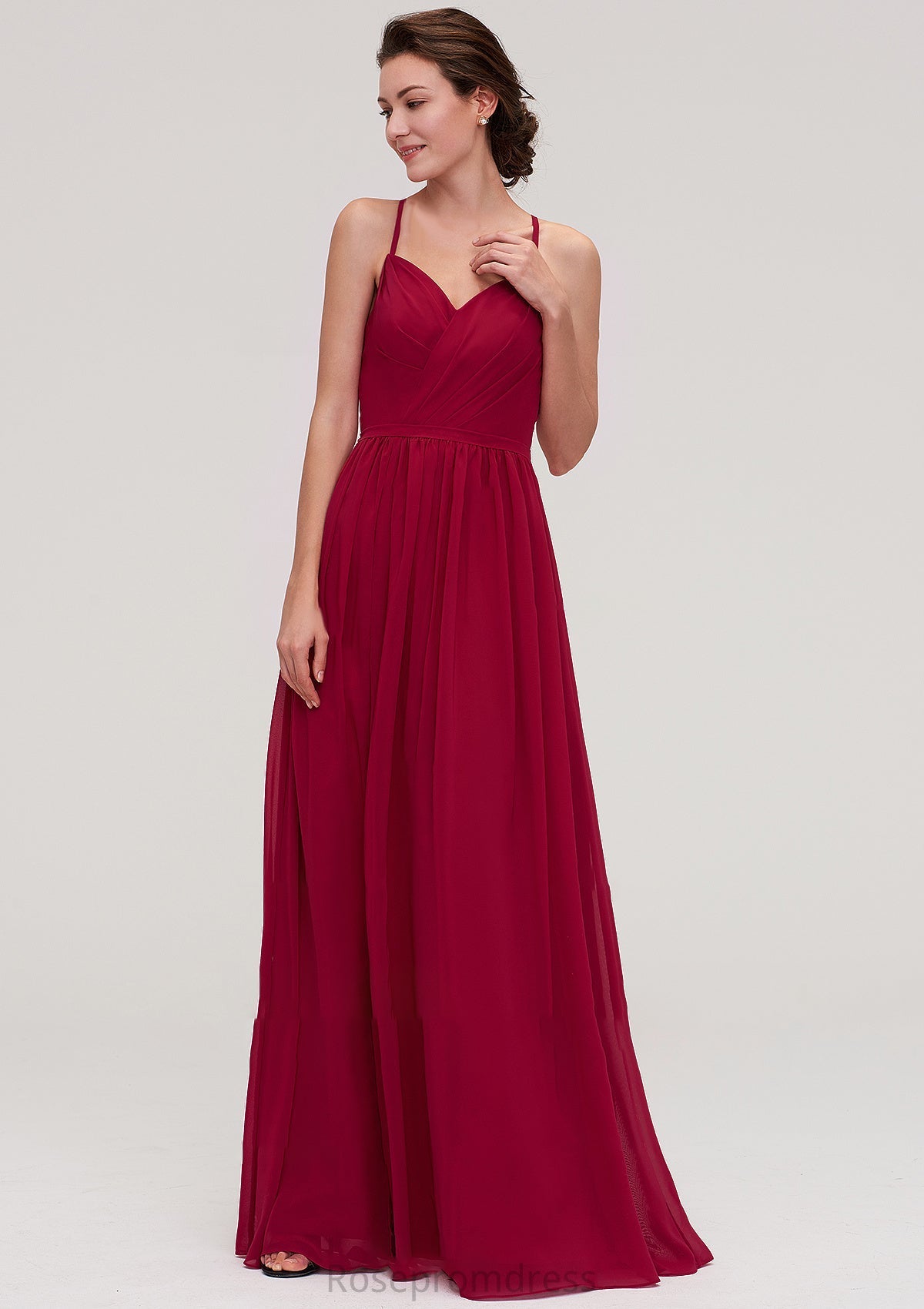 Sleeveless Sweetheart Long/Floor-Length Chiffon A-line/Princess Bridesmaid Dresseses With Split Pleated Ariella SRSP0025477