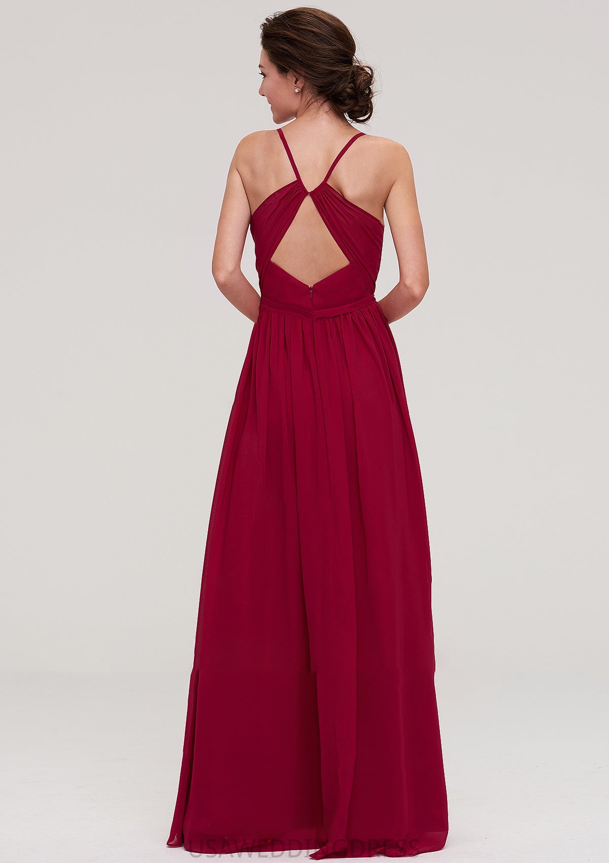 Sleeveless Sweetheart Long/Floor-Length Chiffon A-line/Princess Bridesmaid Dresseses With Split Pleated Peggie DSP0025477
