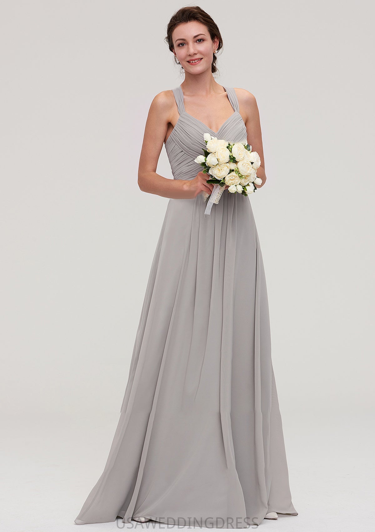 Sleeveless Sweetheart Long/Floor-Length Chiffon A-line/Princess Bridesmaid Dresseses With Pleated Beading Journey DSP0025478