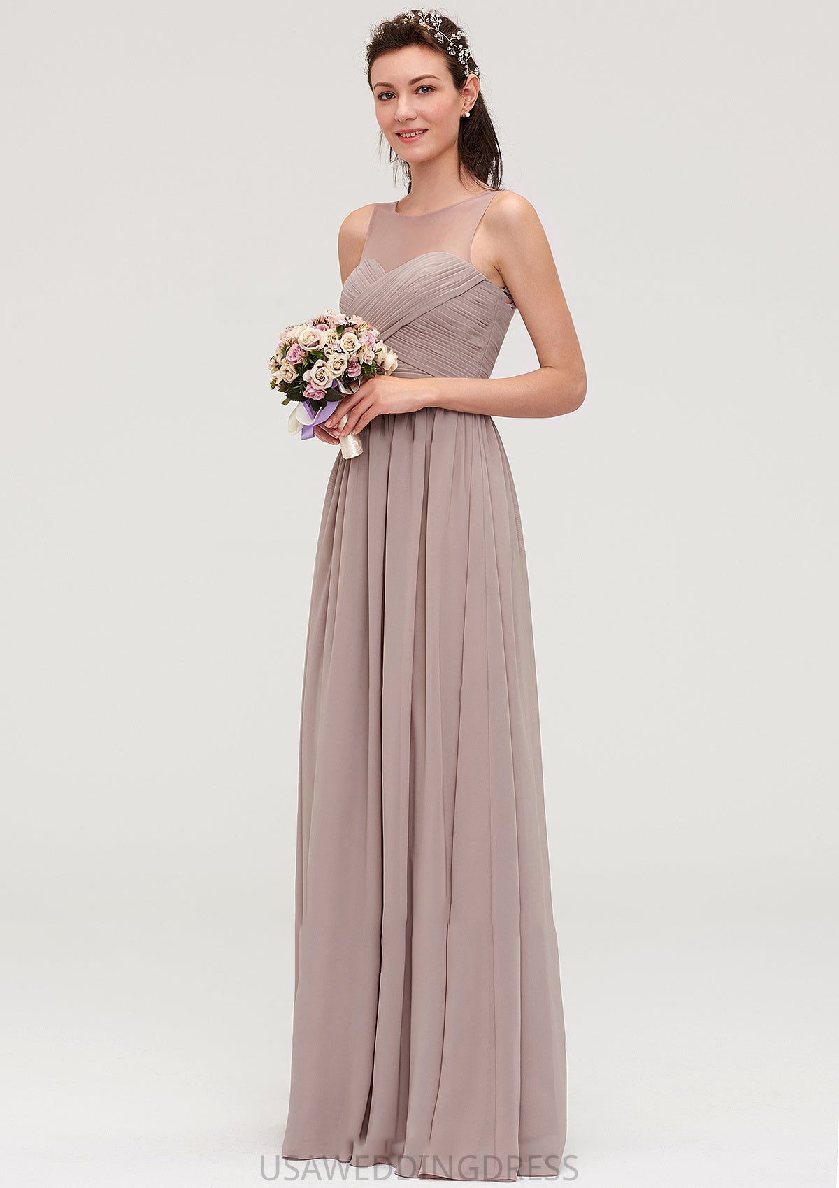 Sleeveless A-line/Princess Chiffon Long/Floor-Length Bridesmaid Dresseses With Pleated Nicky DSP0025479
