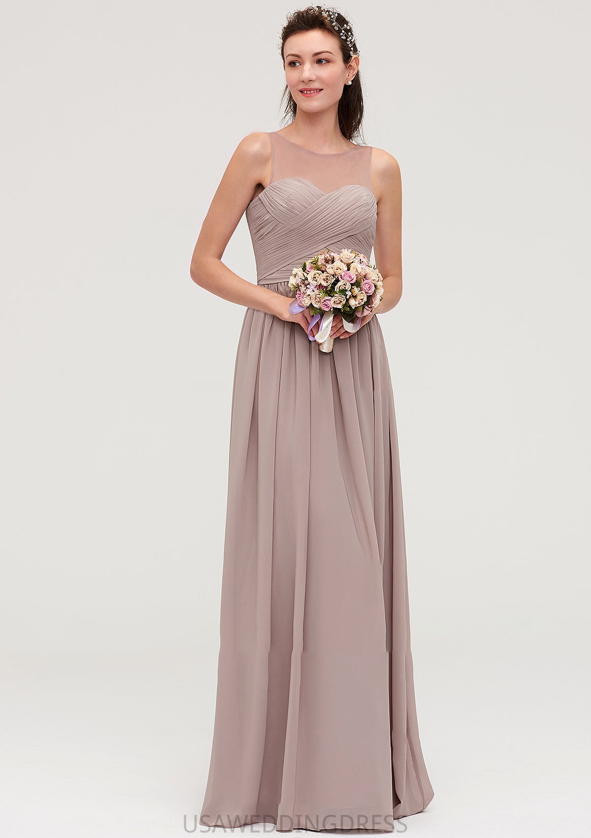 Sleeveless A-line/Princess Chiffon Long/Floor-Length Bridesmaid Dresseses With Pleated Nicky DSP0025479