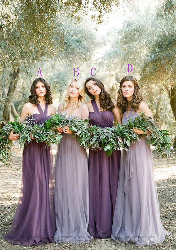 Sleeveless Pleated Sweep Train A-Line Combination Bridesmaid Dresseses Heidi DSP0025535