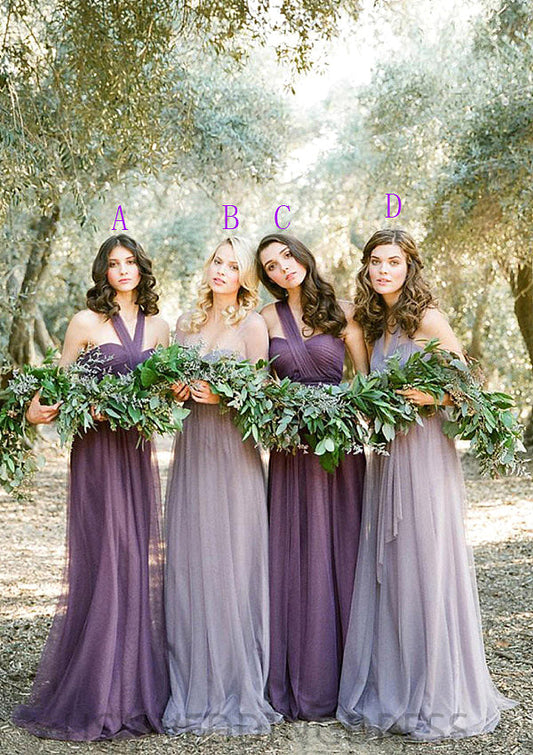 Sleeveless Pleated Sweep Train A-Line Combination Bridesmaid Dresseses Heidi DSP0025535