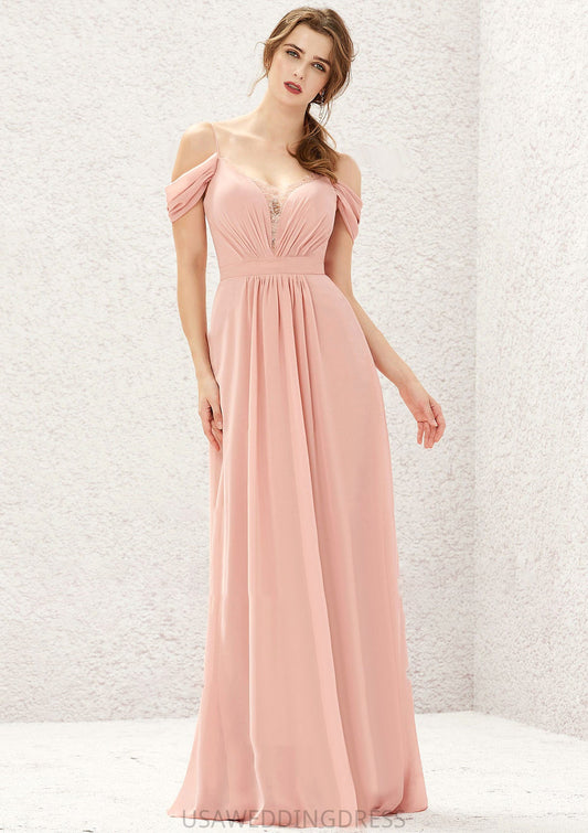 A-line Sweetheart Sleeveless Chiffon Long/Floor-Length Bridesmaid Dresses With Pleated Lace Hailee DSP0025629