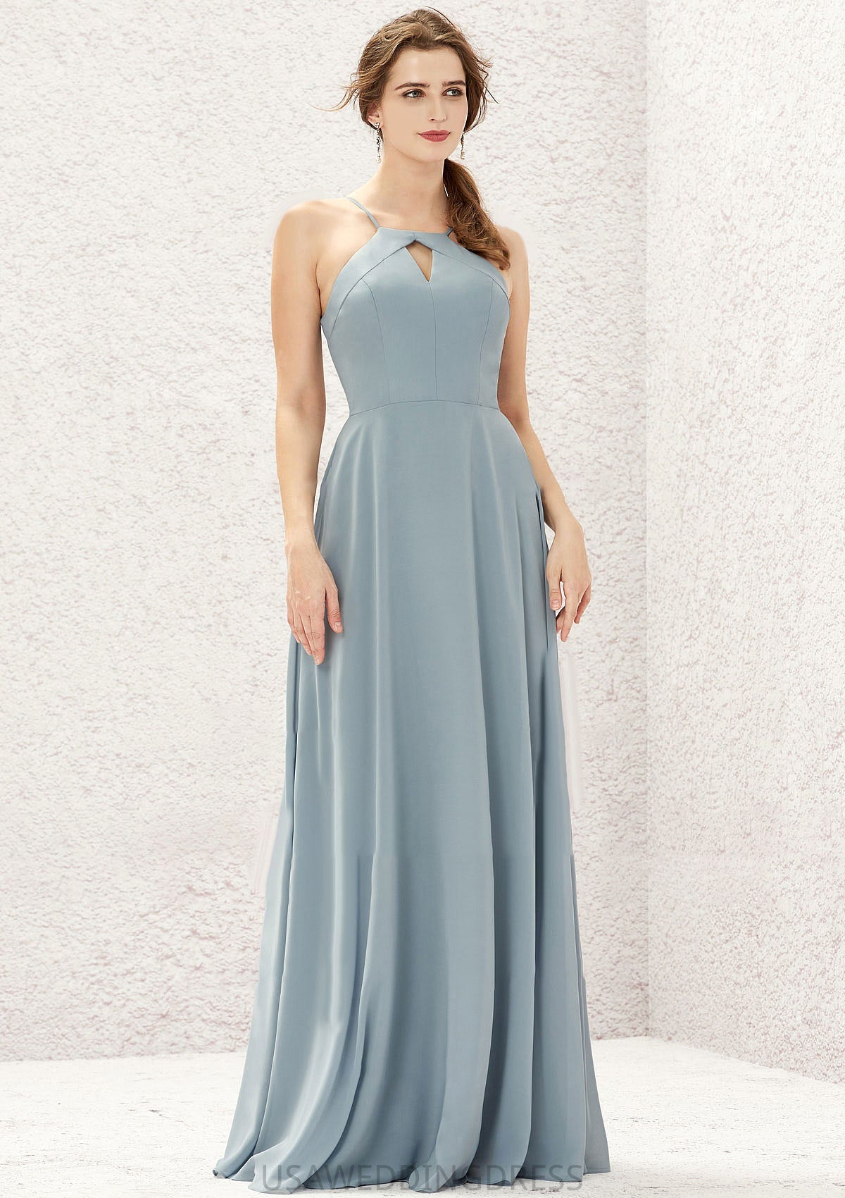 A-line Bateau Sleeveless Long/Floor-Length Chiffon Bridesmaid Dresses Cherish DSP0025638