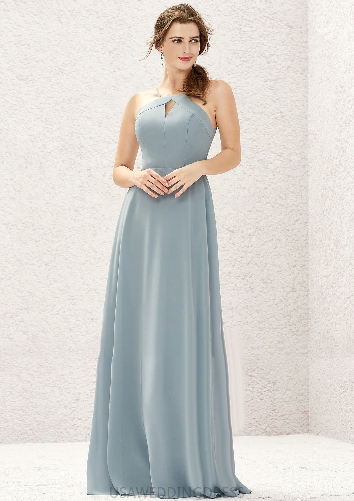 A-line Bateau Sleeveless Long/Floor-Length Chiffon Bridesmaid Dresses Cherish DSP0025638