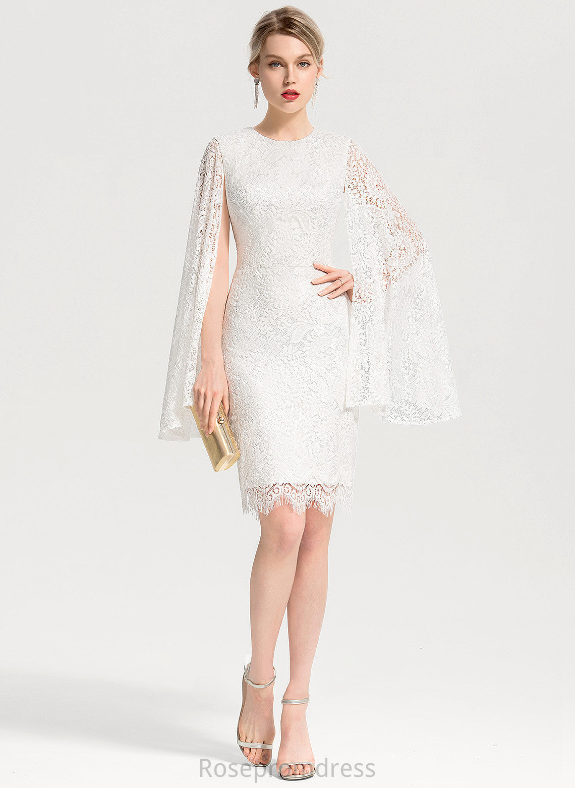 Neck Lace Wedding Dresses Dress Knee-Length Sheath/Column Alexandria Wedding Scoop