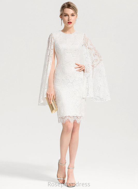Neck Lace Wedding Dresses Dress Knee-Length Sheath/Column Alexandria Wedding Scoop
