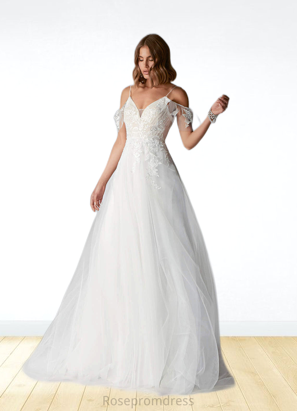 Adeline A-Line Sequins Tulle Chapel Train Dress SRSP0020054