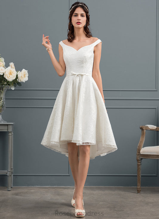 Asymmetrical A-Line Suzanne Lace Wedding Wedding Dresses Dress Bow(s) With