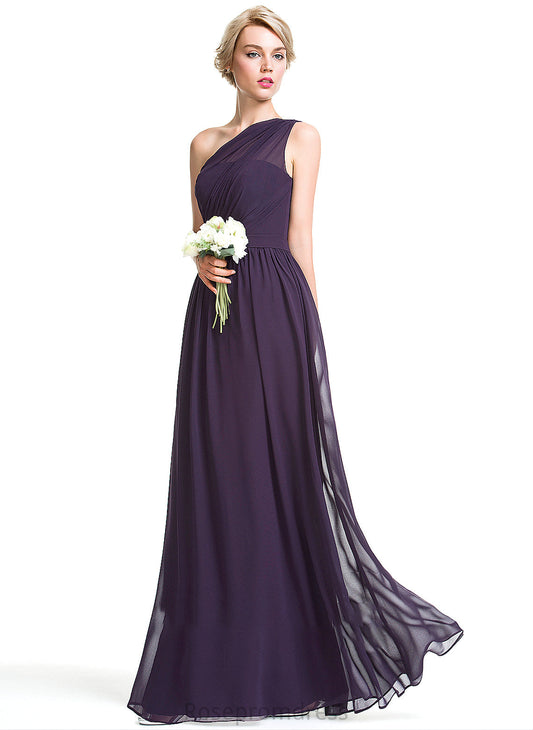 Silhouette Floor-Length Ruffle Embellishment One-Shoulder Neckline Fabric A-Line Length Lori Bridesmaid Dresses