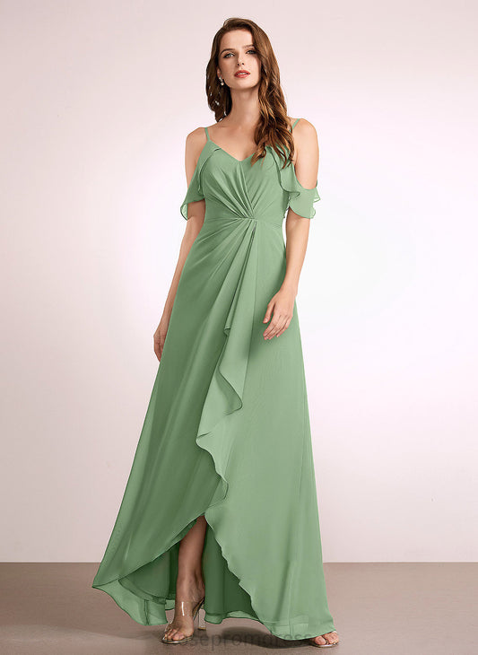 Fabric A-Line Silhouette Neckline Length V-neck SplitFront Asymmetrical Embellishment Anastasia A-Line/Princess Natural Waist Bridesmaid Dresses