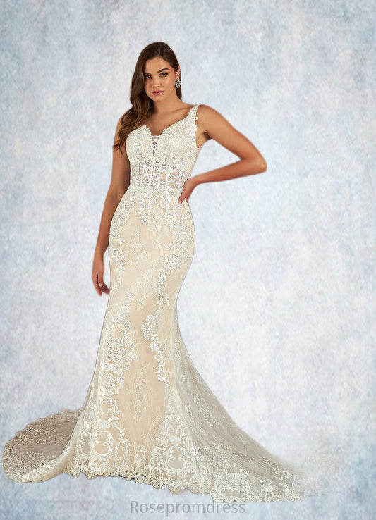Riley Mermaid Lace Tulle Cathedral Train Dress SRSP0020074