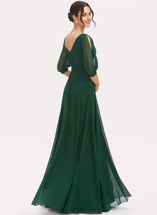 Fabric V-neck Length A-Line Embellishment Ruffle Neckline Silhouette Floor-Length Marcia A-Line/Princess Floor Length Bridesmaid Dresses