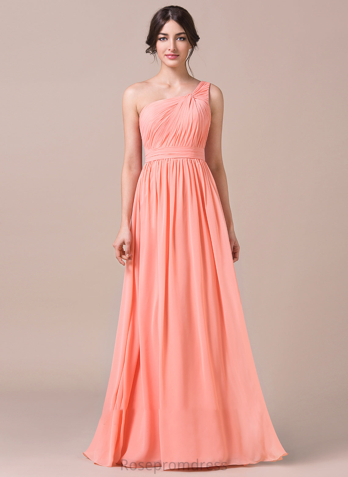 Neckline One-Shoulder Ruffle Length Fabric A-Line Silhouette Floor-Length Embellishment Destiny Natural Waist Floor Length Bridesmaid Dresses